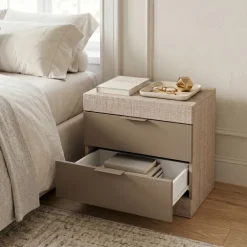 Comodino 50x51h cm 2 cassetti rovere scuro marrone Becket