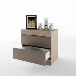 Comodino 50x51h cm 2 cassetti rovere scuro marrone Becket