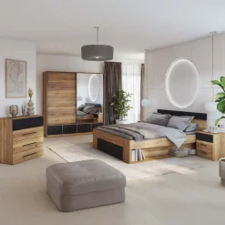Comodino 46x56h cm 3 cassetti rovere nero Yve