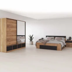 Comodino 46x56h cm 3 cassetti rovere nero Yve