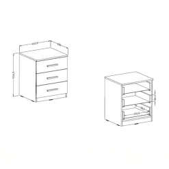 Comodino 46x56h cm 3 cassetti rovere nero Yve