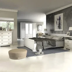 Comodino 58x68h cm 2 cassetti shabby bianco frassinato Kelly