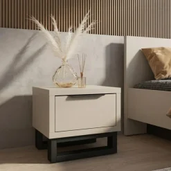 Comodino 55x49h cm 1 cassetto beige cashmere Petra
