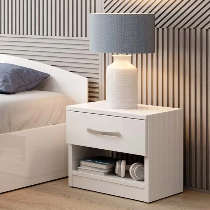 Comodino 40x40h cm 1 cassetto bianco lucido Tropea-Roma-Sorrento
