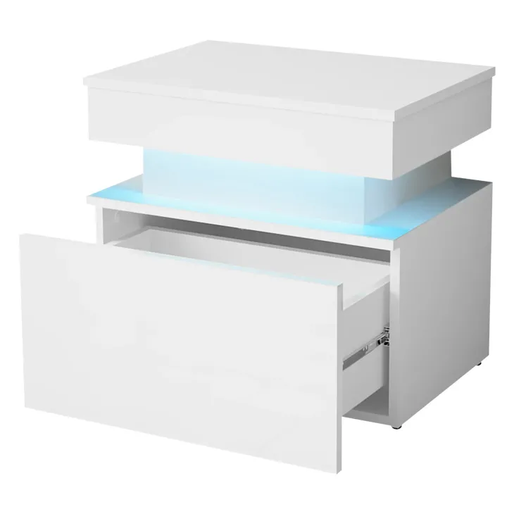 Comodino 55x51h cm 1 cassetto con LED bianco Lumus
