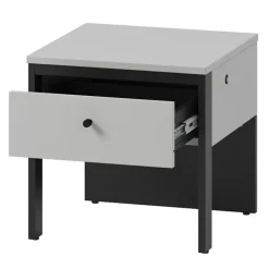 Comodino 40x40h cm 1 cassetto con LED grigio nero Luna