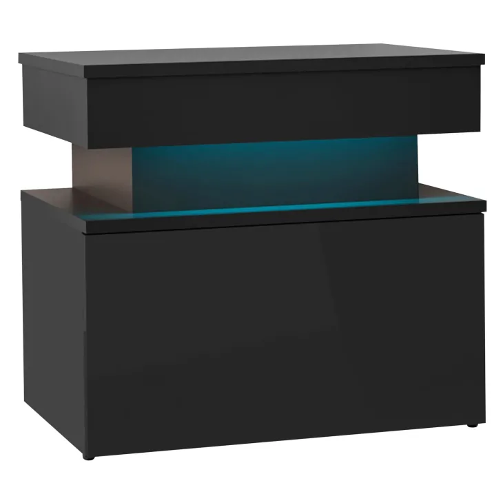Comodino 55x51h cm 1 cassetto con LED nero Lumus