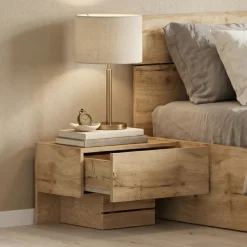 Comodino 45x32h cm 1 cassetto moderno design quercia Tamika