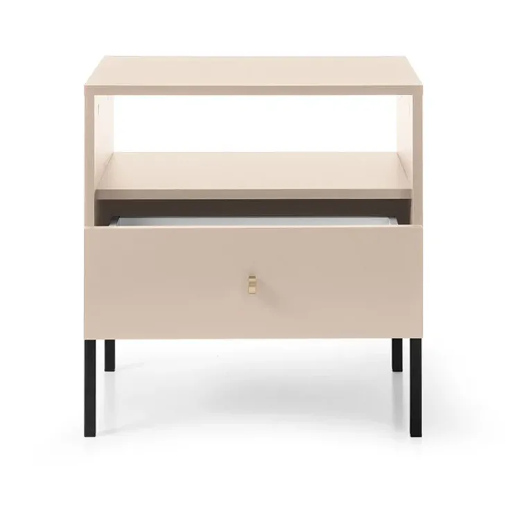 Comodino 54x56h cm 1 cassetto moderno beige Glory