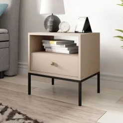 Comodino 54x56h cm 1 cassetto moderno beige Glory