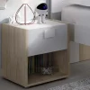 Comodino 40x42h cm 1 cassetto moderno rovere bianco Cairo