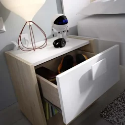Comodino 40x42h cm 1 cassetto moderno rovere bianco Cairo