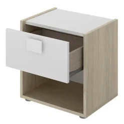 Comodino 40x42h cm 1 cassetto moderno rovere bianco Cairo