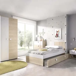 Comodino 40x42h cm 1 cassetto moderno rovere bianco Cairo