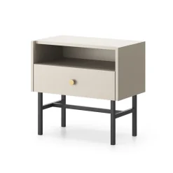 Comodino 55x52h cm 1 cassetto moderno beige Eterna