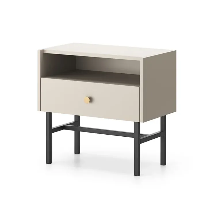 Comodino 55x52h cm 1 cassetto moderno beige Eterna