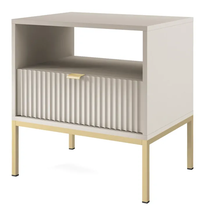 Comodino 54x56h cm 1 cassetto moderno beige Alisa