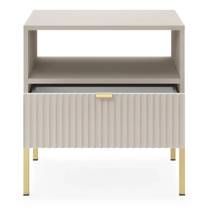 Comodino 54x56h cm 1 cassetto moderno beige Alisa