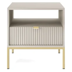 Comodino 54x56h cm 1 cassetto moderno beige Alisa