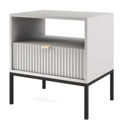 Comodino 54x56h cm 1 cassetto moderno grigio Alisa