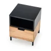 Comodino 40x52h cm 1 cassetto moderno rovere nero Ankara