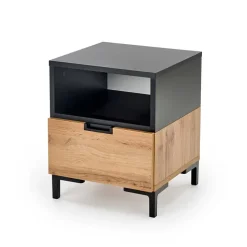 Comodino 40x52h cm 1 cassetto moderno rovere nero Ankara