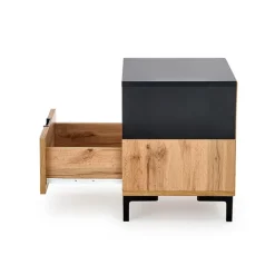 Comodino 40x52h cm 1 cassetto moderno rovere nero Ankara