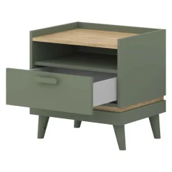 Comodino 50x51h cm 1 cassetto 1 ripiano verde salvia Yu