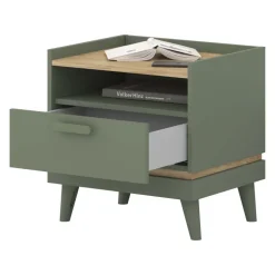 Comodino 50x51h cm 1 cassetto 1 ripiano verde salvia Yu