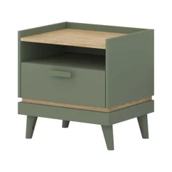 Comodino 50x51h cm 1 cassetto 1 ripiano verde salvia Yu