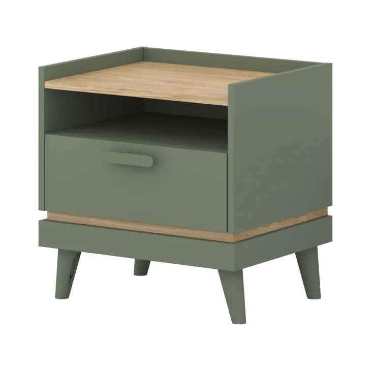 Comodino 50x51h cm 1 cassetto 1 ripiano verde salvia Yu