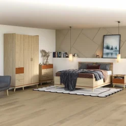 Comodino 50x51h cm 1 cassetto 1 ripiano rovere rosso mattone Yu