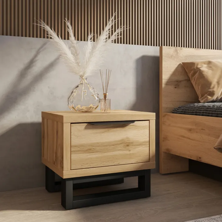Comodino 55x49h cm 1 cassetto rovere Petra
