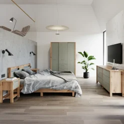 Comodino 42x59h cm 1 cassetto rovere verde Leave