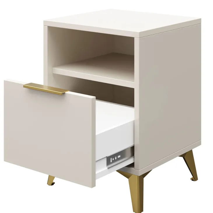 Comodino 44x60h cm 1 cassetto 1 vano beige Miriam
