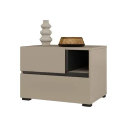 Comodino 55x40h cm con cassetti reversibile tortora Lolla