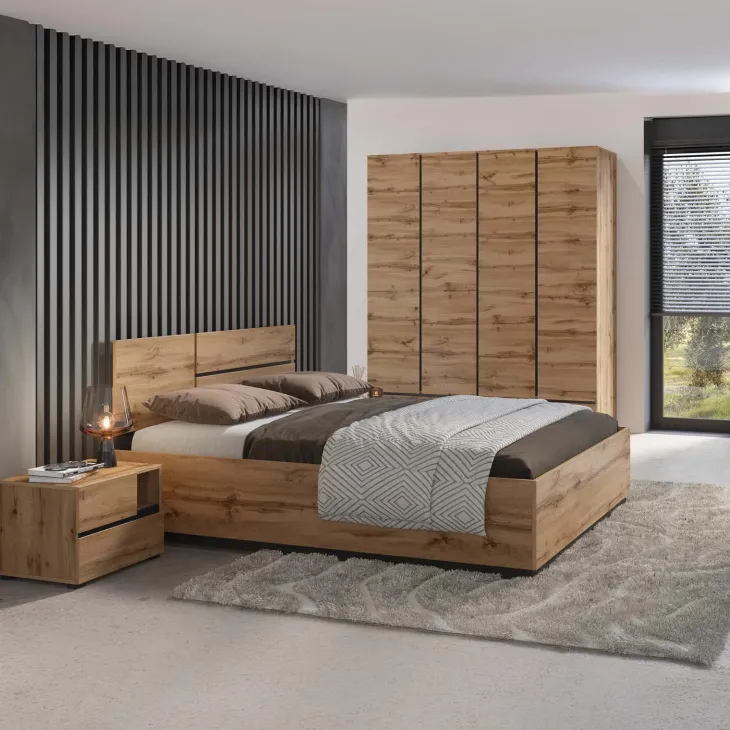 Comodino 55x40h cm con cassetti reversibile rovere Lolla