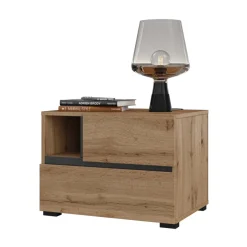 Comodino 55x40h cm con cassetti reversibile rovere Lolla