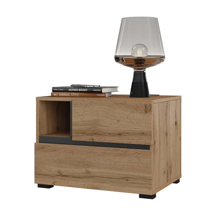 Comodino 55x40h cm con cassetti reversibile rovere Lolla