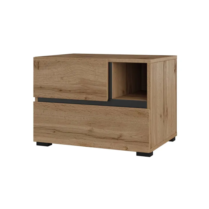 Comodino 55x40h cm con cassetti reversibile rovere Lolla