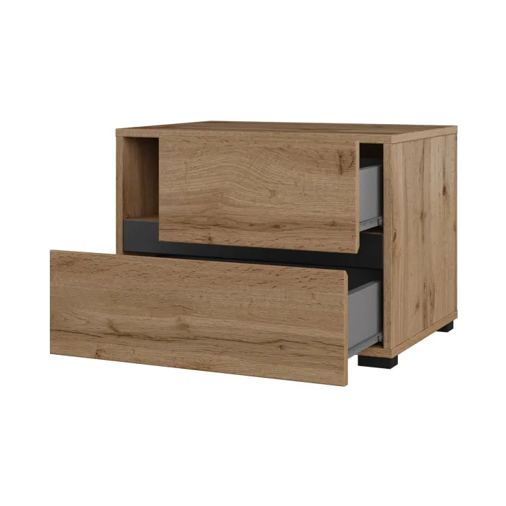Comodino 55x40h cm con cassetti reversibile rovere Lolla