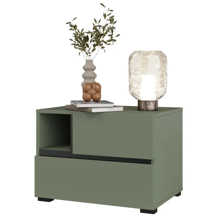 Comodino 55x40h cm con cassetti reversibile verde Lolla