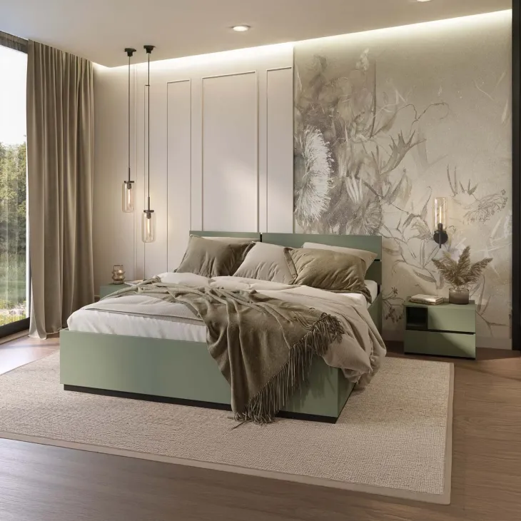 Comodino 55x40h cm con cassetti reversibile verde Lolla