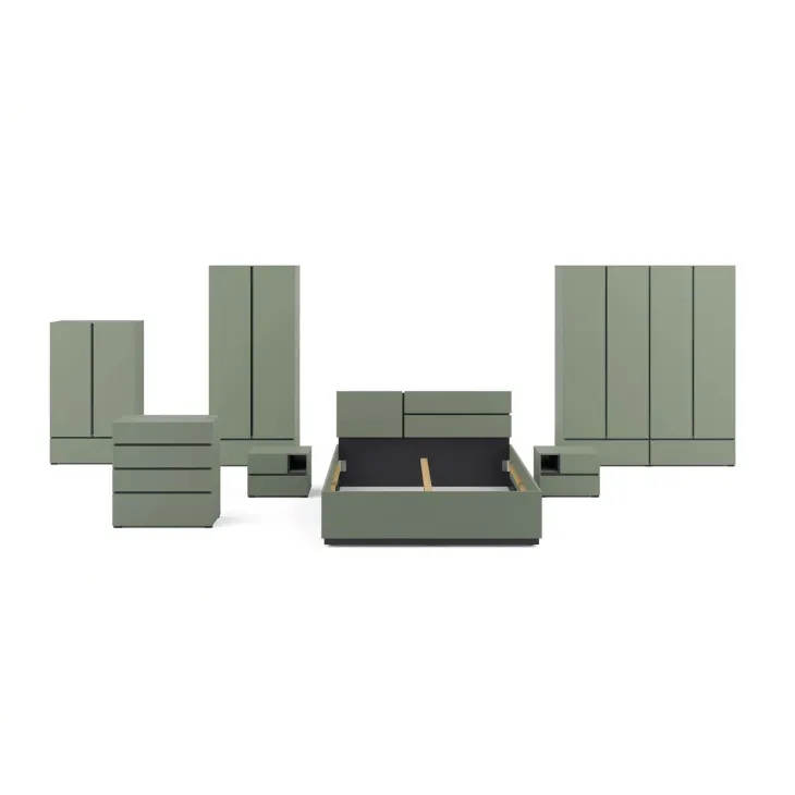 Comodino 55x40h cm con cassetti reversibile verde Lolla
