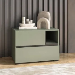 Comodino 55x40h cm con cassetti reversibile verde Lolla