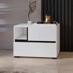 Comodino 55x40h cm con cassetti reversibile bianco opaco Lolla