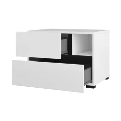 Comodino 55x40h cm con cassetti reversibile bianco opaco Lolla