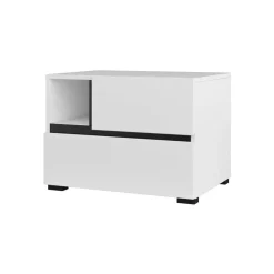 Comodino 55x40h cm con cassetti reversibile bianco opaco Lolla