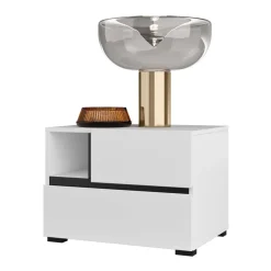 Comodino 55x40h cm con cassetti reversibile bianco opaco Lolla