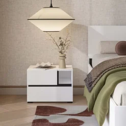 Comodino 55x40h cm con cassetti reversibile bianco opaco Lolla